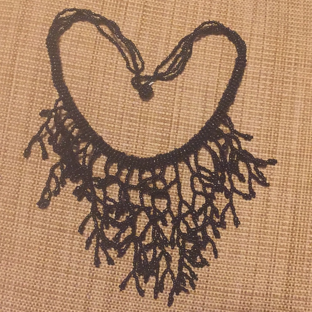 Gorgeous Black Seed Bead Choker Necklace